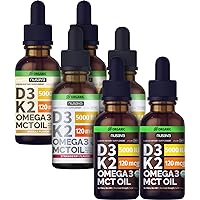 Unflavored, Strawberry Flavored, & Vanilla Flavored D3 K2 Liquid Drops Bundle - Potent Liquid Vitamins for Heart, Joint, Bone, Muscle, & Immune Support - Non-GMO, Gluten-Free, 2pk Each