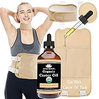 JOYAL BEAUTY Organic Castor Oil and Castor Oil Pack Wrap for Body Belly Back Neck Breast Reusable Washable Oil Proof