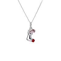 jewellerybox Sterling Silver Stocking & Candy Cane Necklace 16-32 Inch