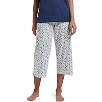 HUE womens Basic Printed Knit Capri Pajama Sleep Pant, Made With Temperature Control Technology