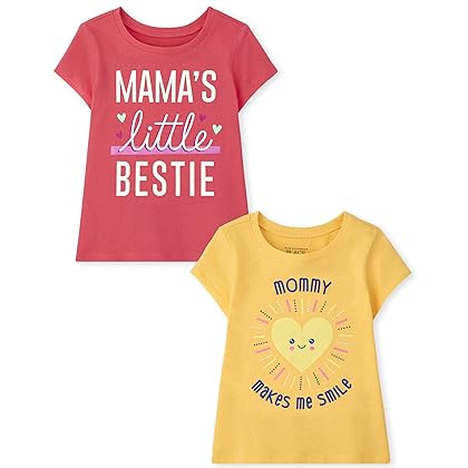 The Children's Place girls Mom Graphic Short Sleeve T Shirt 2 Pack