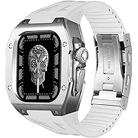 RM Style Fluorine Rubber Watch Strap+Titanium Watch Case Mod Kit，For Apple Watch Ultra 8 49mm Men Women Watch Band Replacement