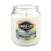 Candle-lite Scented Candles, Saltwater Lotus Fragrance, One 18 oz. Single-Wick Aromatherapy Candle with 110 Hours of Burn Time, White Color
