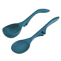 Rachael Ray Nonstick Kitchen Tools and Gadgets Lazy Spoon/Lazy Ladle Set, 2-Piece, Marine Blue, Small - 46834