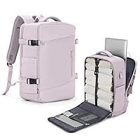 Large Travel Backpack for Women Men, Lightweight Carry on Backpack Flight Approved, Waterproof Casual Daypack Backpacks with Shoe Compartment for Overnight Travel Mochila de viaje, Lotus Pink