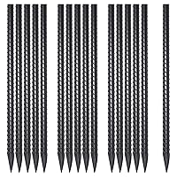 AAGUT 16” Straight Rebar Stakes (16pcs) Heavy Duty Ground Anchors Steel Plant Support Garden Stake Metal Camping Tent Spikes with Chisel Point End for Hard Soil, Black Powder Coated