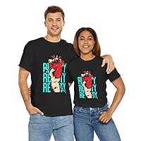 Unisex Short Sleeve Tee with Heart Design, Red and Blue, Jersey Material, Couples Shirt,T-Shirt