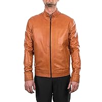 Brown Leather Jacket For Mens - Motorcycle Cafe Racer Drunk Men Jackets (brown, Large)