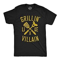 Mens Grillin Like A Villain Tshirt Funny Cookout BBQ Grill Tee