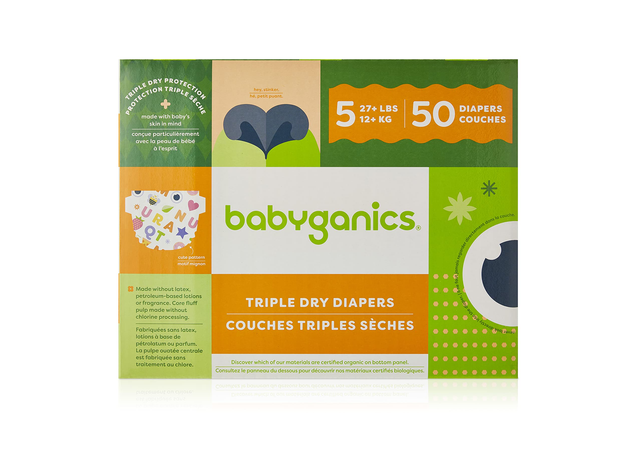 Diapers, Size 5, 50 ct, Babyganics Ultra Absorbent Diapers