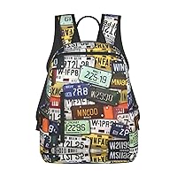 License Plate Print Lightweight Backpack, Travel Bookbag College Bag,Laptop Backpack For Men Women
