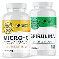Spirulina Juice Powder Capsules, 30 Servings and Micro-C Capsules, 180 Servings - Bundle