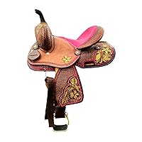 Youth-Kids Child Barrel Horse Western Saddle Tack Floral Hand Tooled Painted 10