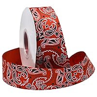 Morex Ribbon Bandana Grosgrain Fabric Ribbon with 1-1/2-Inch by 25-Yard Spool, Red