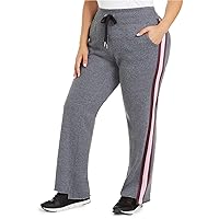 Calvin Klein Womens Side Stripe Athletic Track Pants, Grey, 1X