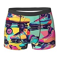 NEZIH Retro Roller Skates Colorful Print Mens Boxer Briefs Funny Novelty Underwear Hilarious Gifts for Comfy Breathable