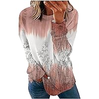 Floral Sweatshirts For Women Fish Gradient Print Long Sleeve Pullover Round Neck Fall Winter Clothes Streetwear