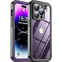 Temdan [Real 360] for iPhone 14 Pro Max Case Waterproof, Built-in 9H Tempered Glass Camera Lens & Screen Protection [14FTMilitary Dropproof][Full-Body Shockproof][Dustproof][IP68 Underwater]Phone Case