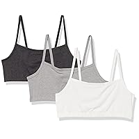 Hanes Women's 3-Pack Cotton Bralette, Moisture-Wicking, Low-Impact - Large, Moon Sky Heather/Concrete Heather/White