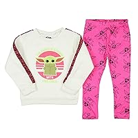 Star Wars The Mandalorian Little Girls The Force Is Strong With This Child Pullover and Leggings 2 Piece Outfit Set