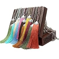 (Pack of 3 Boho crystal bead strand big Sector Tassel Necklace Women girls long statement gift