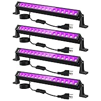38W LED Black Light Bar, Blacklight Bars with Plug and Switch Light Up 22x22ft Area for Glow Party Halloween Parties Bedroom Decorations Stage Lighting 4 Pack