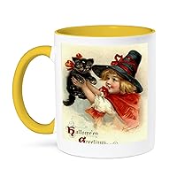 3dRose Halloween Greetings - cat, cute, girl, costume, halloween, trick or... - Mugs (mug_47024_8)