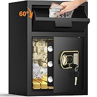 2.6 Cubic Fireproof Drop Safe for Business, Anti-Theft Drop Slot Safes for Money with Digital Combination Lock & Spare Keys, Cash Depository Safe with Drop Box for Home Retail Store Busines