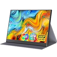 15.6inch Portable Monitor,1080P USB-C HDMI Second External Monitor for Laptop,PC,Mac Phone,PS,Xbox,Swich,IPS Ultra-Thin Zero Frame Gaming Monitor/Premium Smart Cover