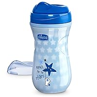 Chicco 9oz. Glow in the Dark Double-Wall Insulated Sippy Cup with Bite-Proof Rim Spout and Spill-Free Lid | Top-Rack Dishwasher Safe | Easy to Hold with Ergonomic Indents | Blue| 12+ months
