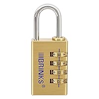 BRINKS - 30mm Solid Brass 4-Dial Resettable Padlock - Chrome Plated With Hardened Steel Shackle