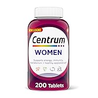 Multivitamin Tablet for Women, Multivitamin/Multimineral Supplement with Iron, Vitamin D3, B Vitamins and Antioxidant Vitamins C and E, Gluten Free, Non-GMO Ingredients - 200 Count