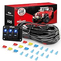 Nilight 16AWG LED Light Bar Wiring Harness Kit 12V On/Off 3 Gang LED Pod Lights Rocker Switch Panel Power Relay Fuse 5Pin Toggle Switch for Cars Boat ATV Trucks-6 Leads, 2 Years Warranty