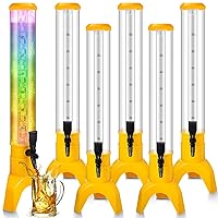 6 Pcs Drink Tower Dispenser for Drinks 3L/ 101 oz Mimosa Tower with Ice Tube and LED Light Beer Beverage Drink Dispenser Tower Tabletop Liquor Dispenser for Margarita Liquor Bar Party (Yellow)