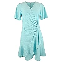 Michael Kors Women's Surplice V-Neck Short Flutter Dress Small Turquoise