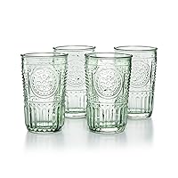 Bormioli Rocco Romantic Set Of 4 Tumbler Glasses, 11.5 Oz. Colored Crystal Glass, Pastel Green, Made In Italy.