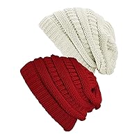 Women's Knit Beanie Cap Hat (2 Pack)