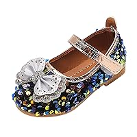 Fashion Autumn Girls Casual Shoes Flat Light Breathable Hook Loop Shiny Sequins Cute Hollow Bow Toddler Shoes