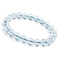 9mm Jewelry Bracelet Natural Blue Topaz Crystal Gemstone Elastic Round Bead
