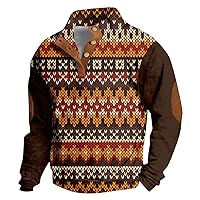 Mens Fleece Sweatshirts Aztec Pullover Long Sleeve Fall Fashion Vintage Crew Neck Sweatshirt