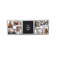 Melannco Customizable Letterboard 8-Opening Photo Collage, 31 x 11 inch, Distressed White