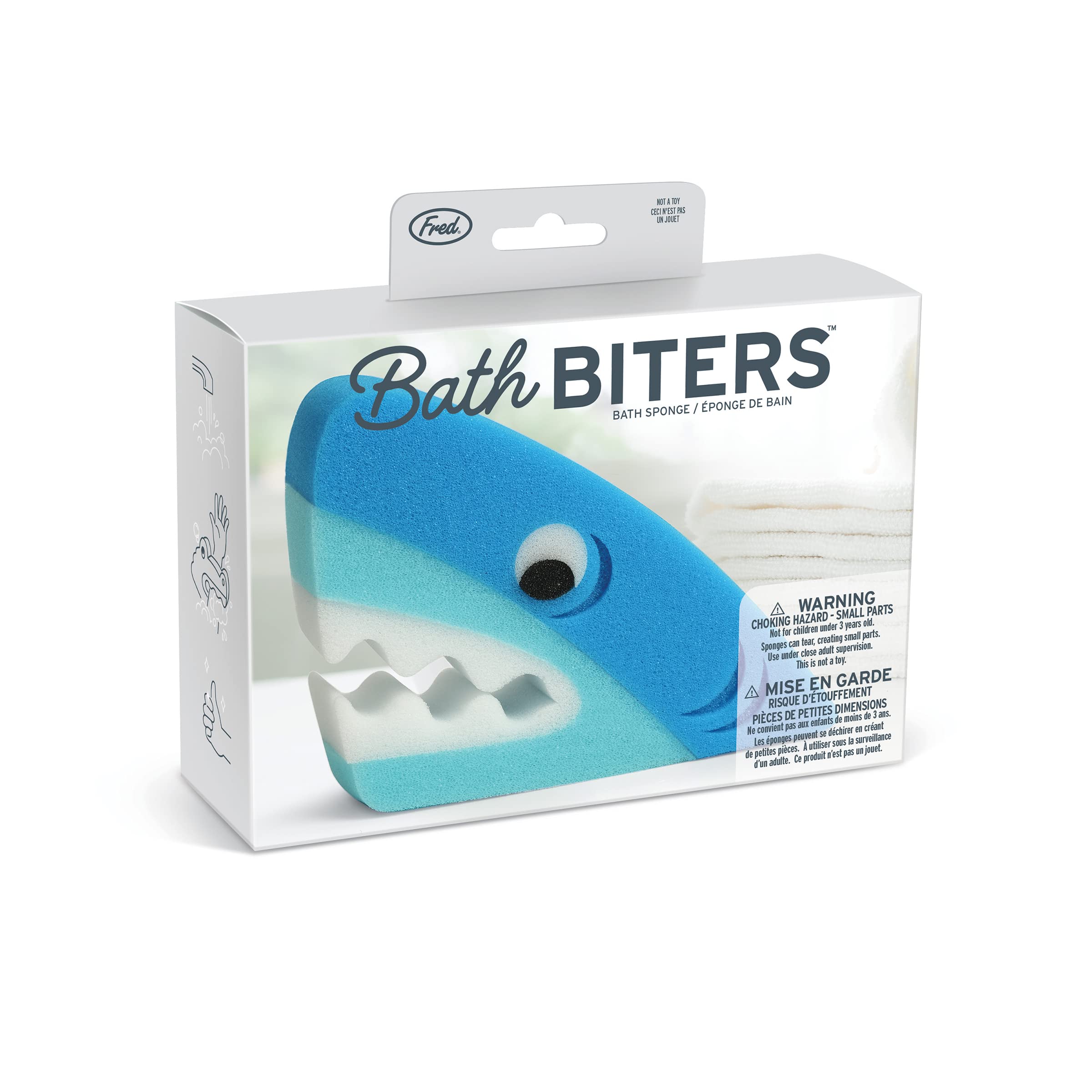 Genuine Fred Bath Biters, Children's Bath Sponge, Shark - Large & Absorbent - Gentle on Skin - Adds Fun to Bathtime or Water Table - Great Gift for Kids & Toddlers