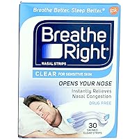 Breathe Right Nasal Strips Clear Sensitive Skin Small/Medium - 30 Strips, Pack of 4