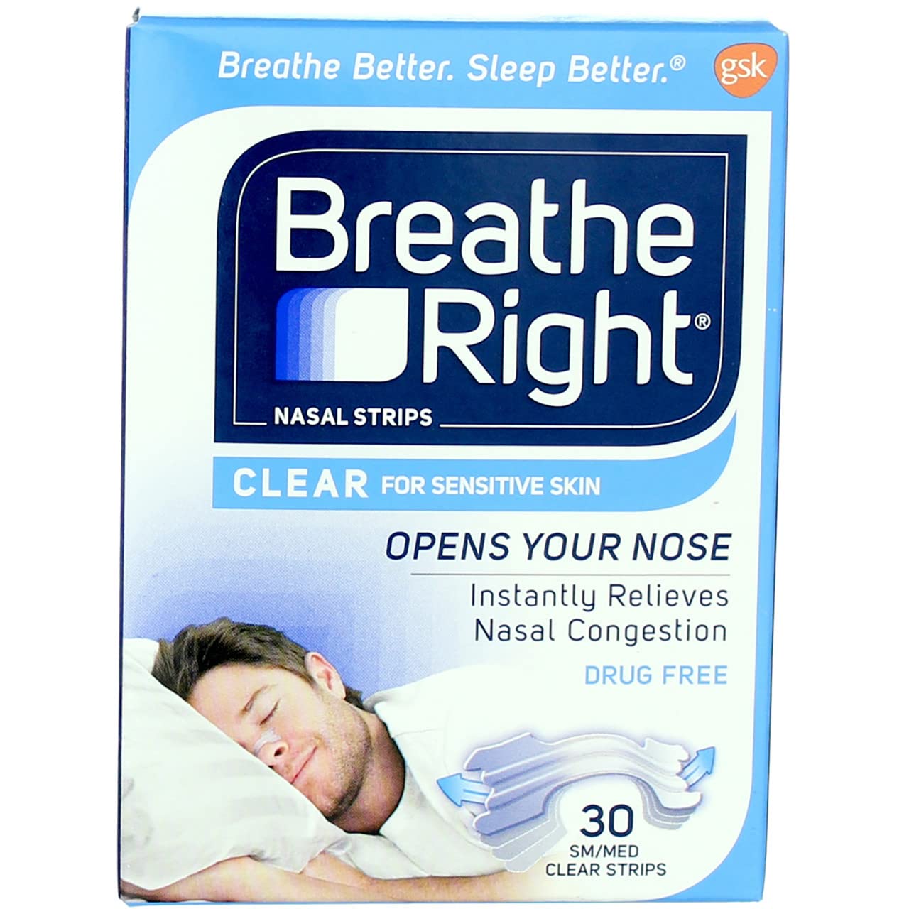 Breathe Right Nasal Strips Clear Small/Medium 30 Each (Pack of 5)