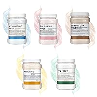 Jelly Mask for Facials Professional Hydrating Deep Cleaning Face Mask Set - 115Fl Oz 5 Treatments (Hyaluronic Acid,Bulgari Rose,24K Gold,VC Essence,Tea tree)
