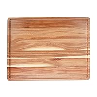 Acacia Extra Large Wood Cutting Board, 1.5 Inches Thick Butcher Block, Reversible Wooden Kitchen Block, Cheese Charcuterie Board, with Side Handles and Juice Grooves, 20 x 15 Inch