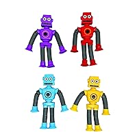 Raymond Geddes Robot Toys for Kids (12 per Display) - Colorful Robot Pop Tubes with Robot Stand - Suction Cup Robot Toys