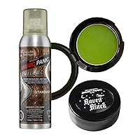 MANIC PANIC Black Raven Body & Face Paint Makeup Bundle with Poison Ivy Green Face & Body Paint Makeup, and Stardust Glitter Hairspray