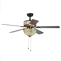 Warehouse of Tiffany CFL-8282BL Hayfield Antique Black 5-Blade Tiffany Lamp 52-Inch Lighted Ceiling Fan