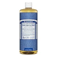Dr. Bronner’s - Pure-Castile Liquid Soap (Peppermint, 32 ounce) - Made with Organic Oils, 18-in-1 Uses: Face, Body, Hair, Laundry, Pets and Dishes, Concentrated, Vegan, Non-GMO